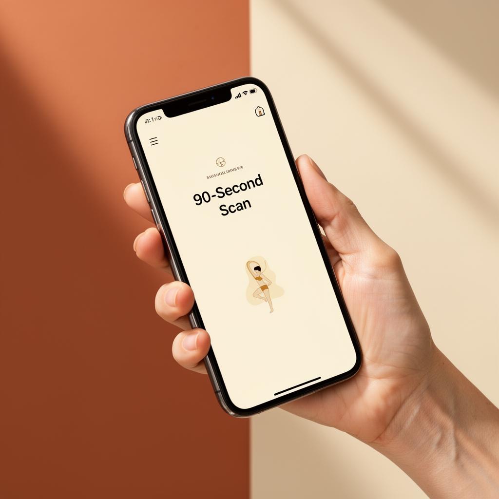 Hand holding phone with the 90-second scan screen